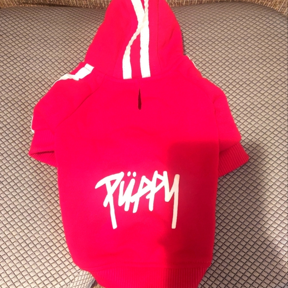 UNUSED Frisco Puppy Hoodie Size XS / S Red with White Stripes with harness hole